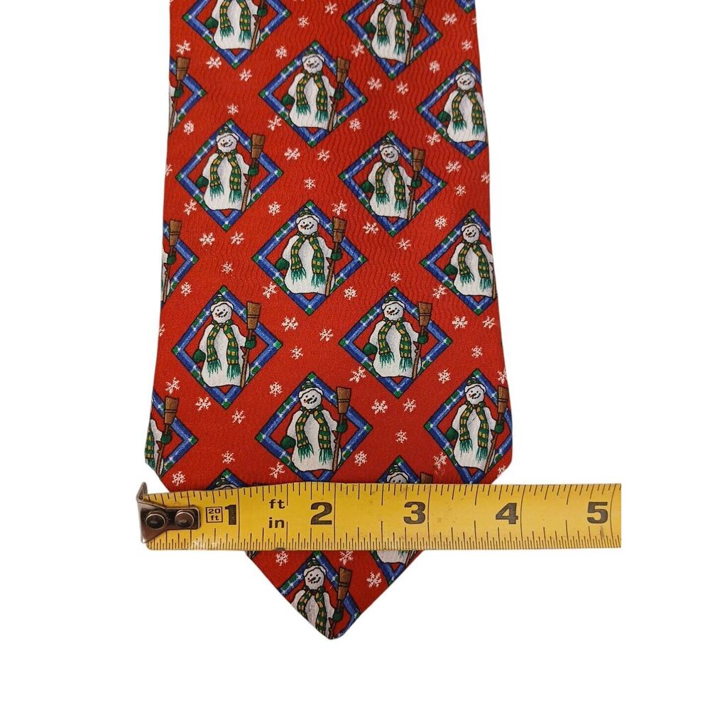 Holidays Snowman Christmas Men's Neck Tie 55" Red SILK Office Party HOLIDAY - Picture 4 of 7